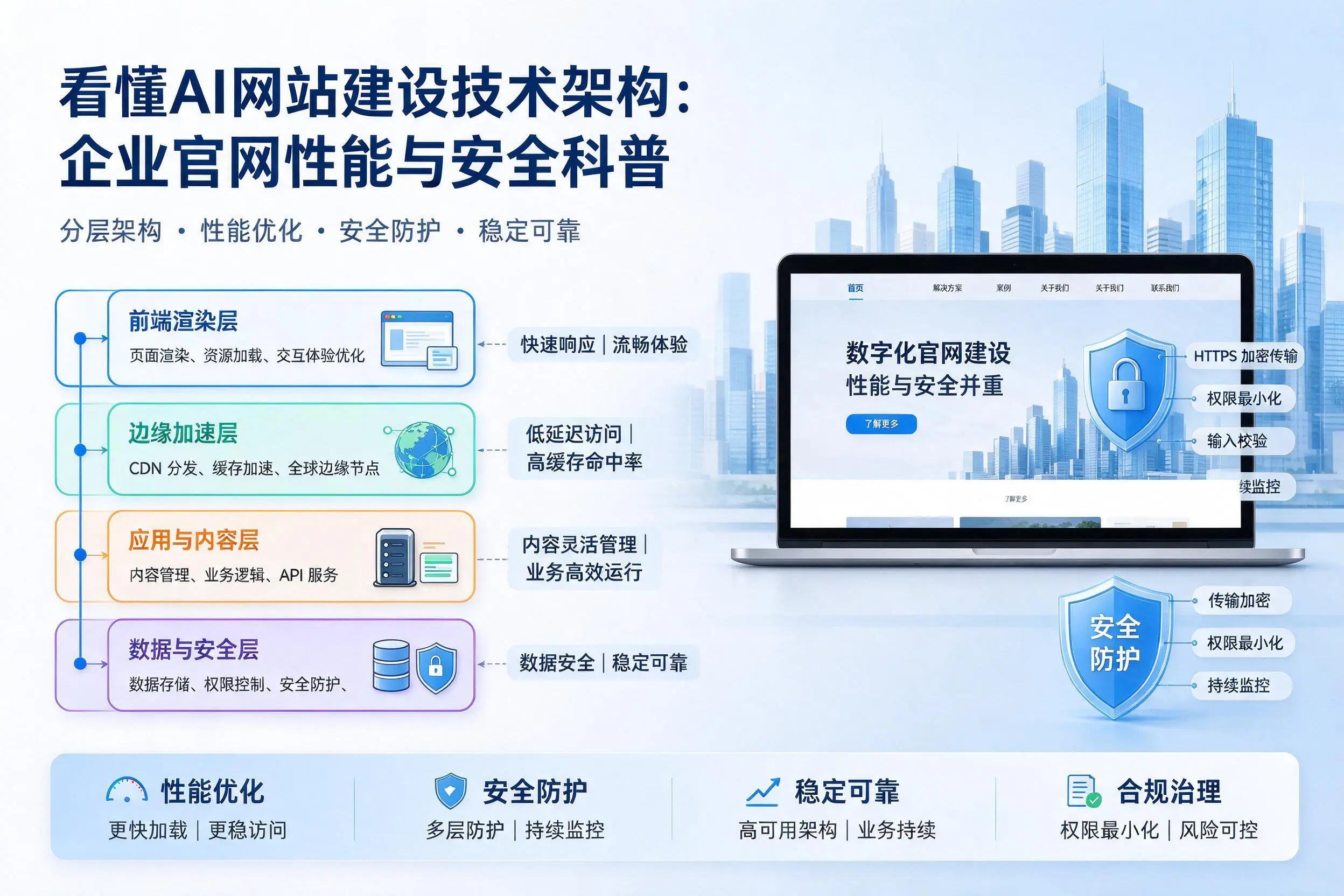 看懂AI网站建设技术架构：梅州企业官网性能与安全科普