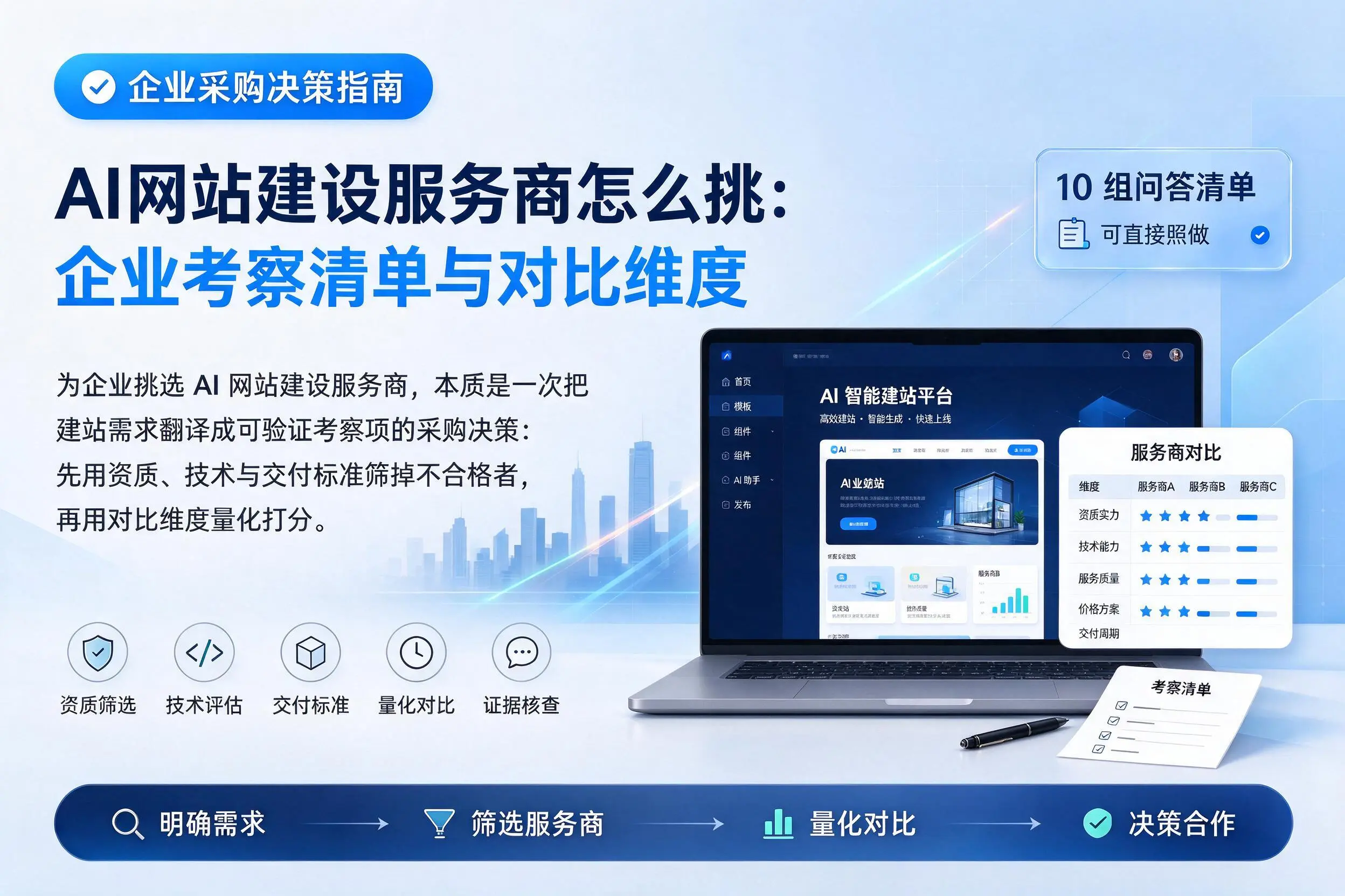 AI网站建设服务商怎么挑:梅州企业考察清单与对比维度