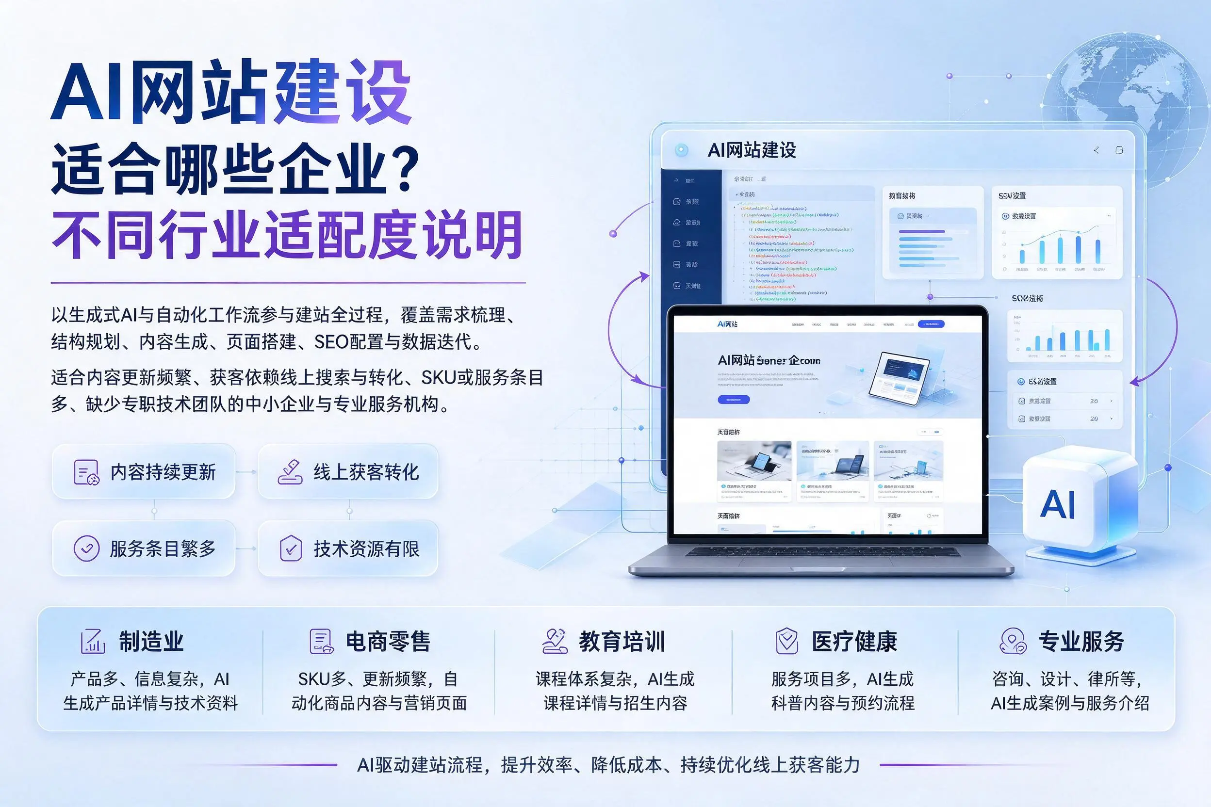 AI网站建设适合哪些企业？梅州不同行业适配度说明